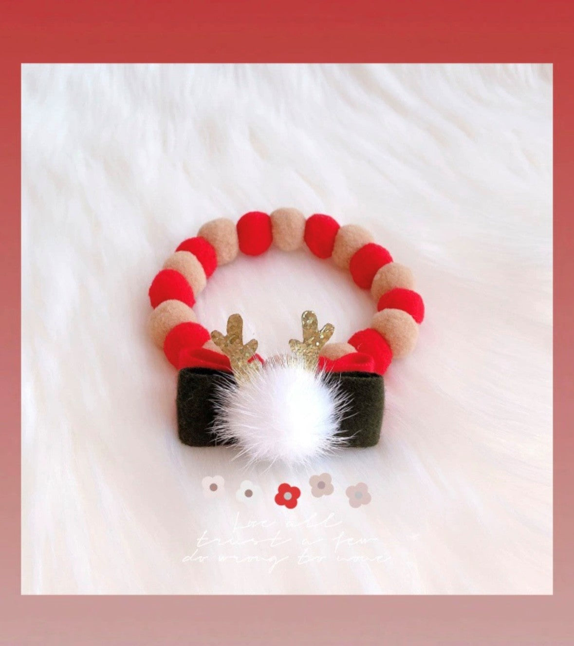PomPom Christmas Reindeer collar