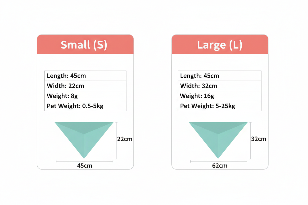 Bandana Size Chart - Two Sizes